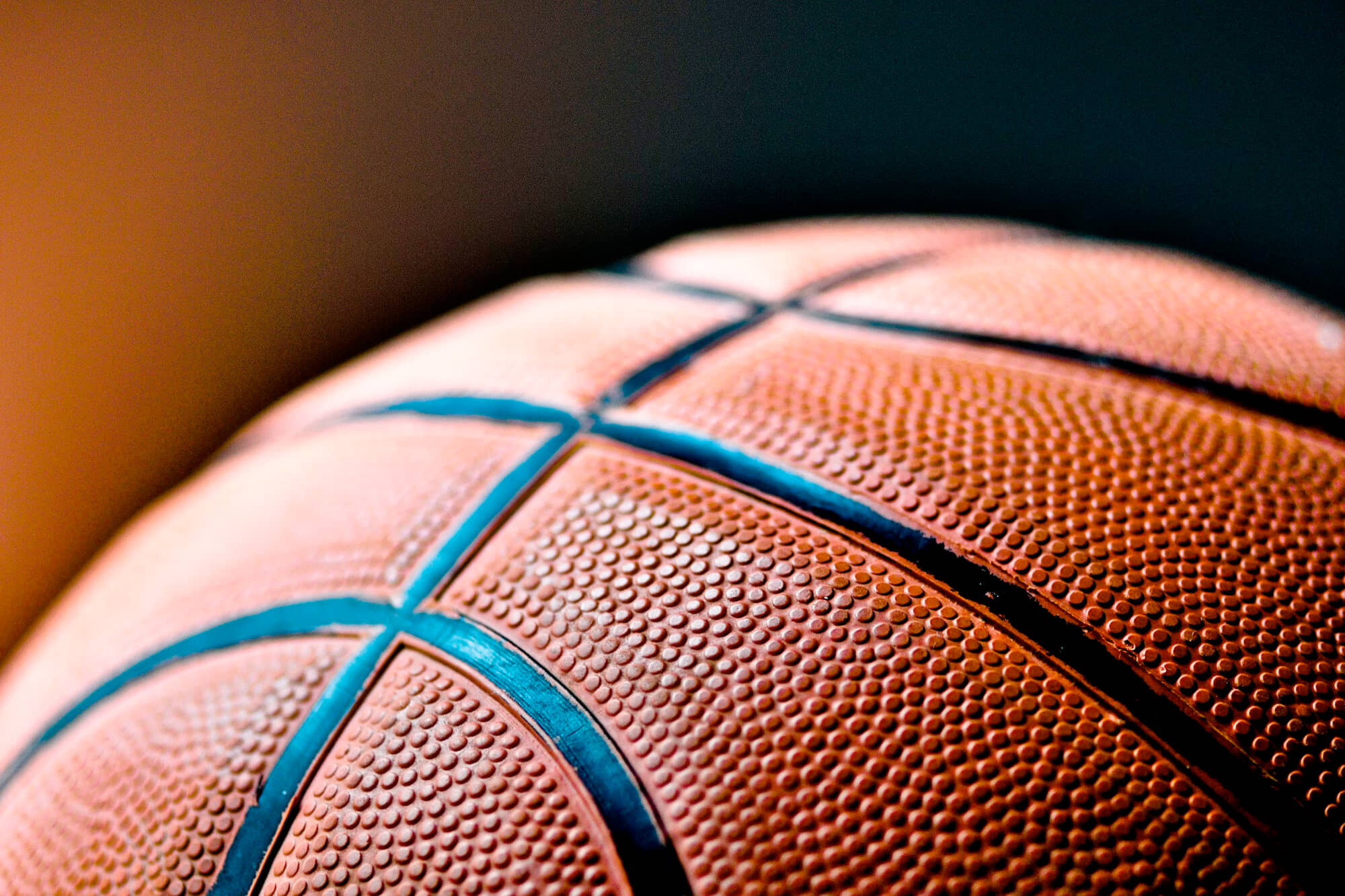 an up-close image of a basketball