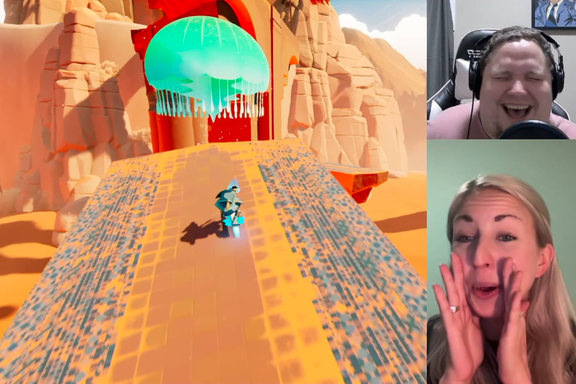 grant and molly making faces while playing "sword of the sea"