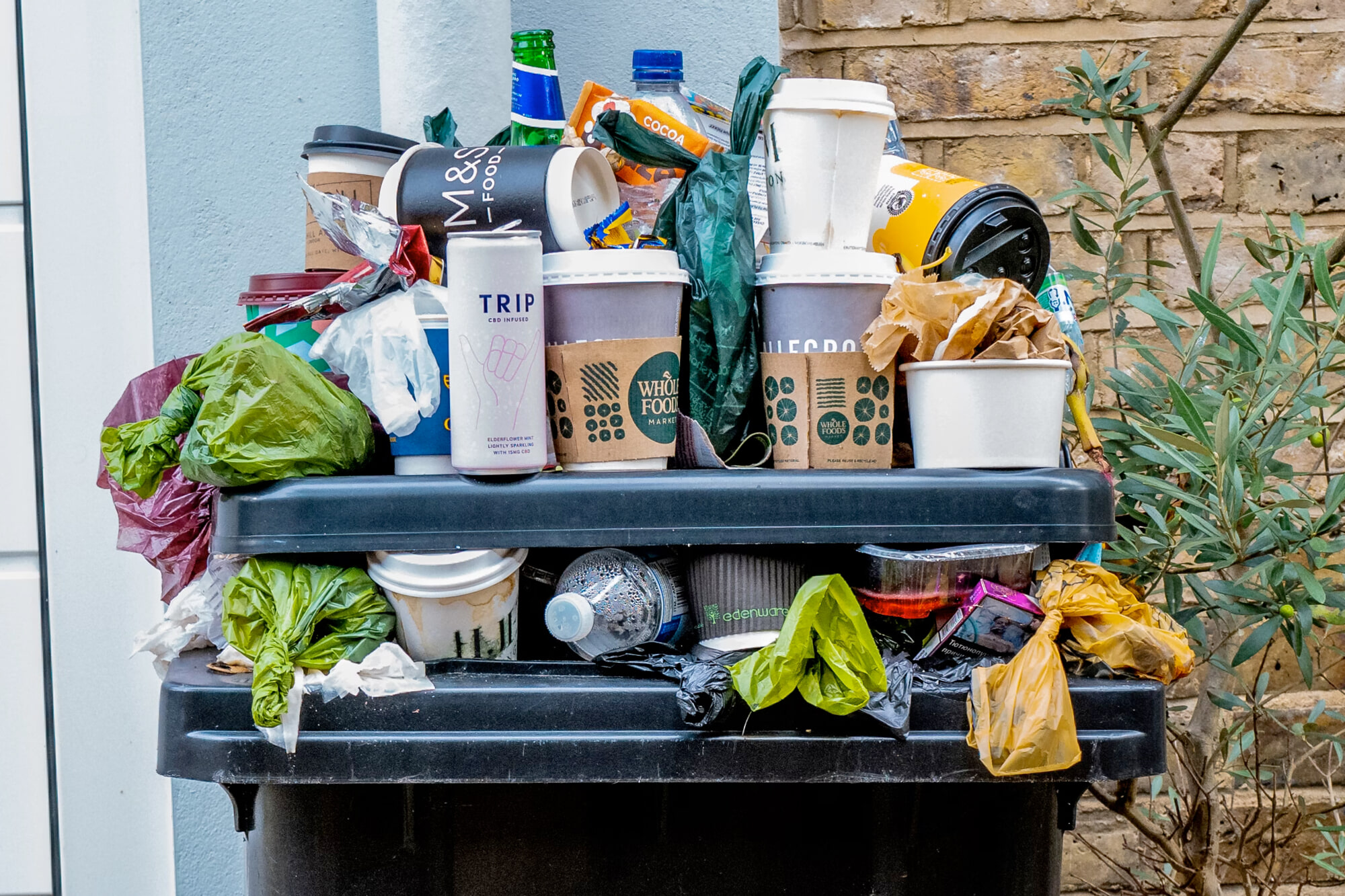 overfilling trashcan