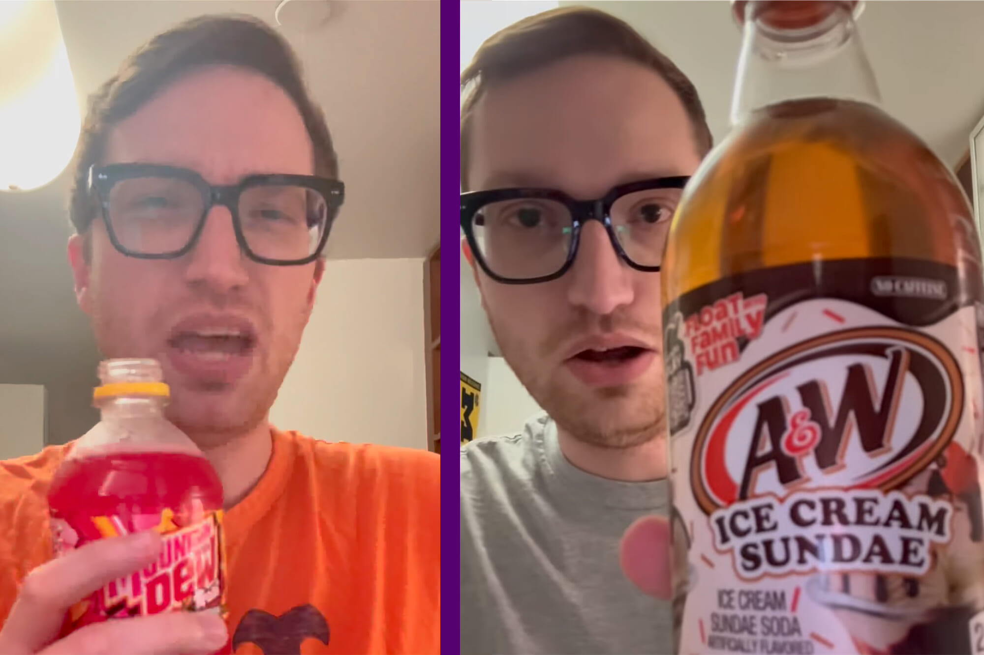 jared drinking two different sodas